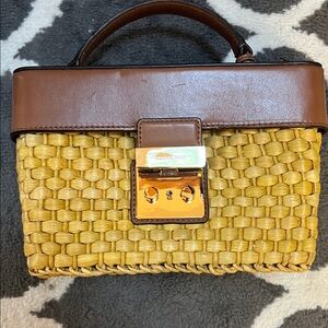 Michael Kors Gold and Brown Woven Satchel